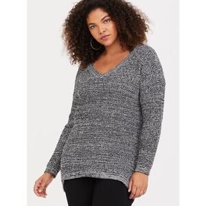torrid Womens‎ Sweater Size 1 1X Marled Slouchy Tunic Grey Gray Black